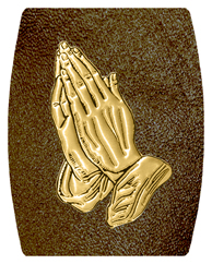 DAREC 516 GD SH BR Gold Praying Hands Shimmer Brown Background